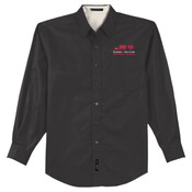 S608 Port Authority Long Sleeve Easy Care Shirt w/ Red and White Embroidery
